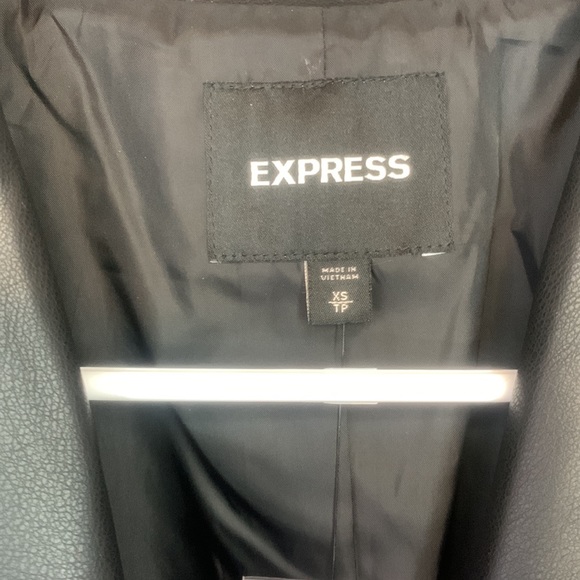 NWT Express size XS VEGAN LEATHER single button black jacket / blazer - Picture 4 of 14